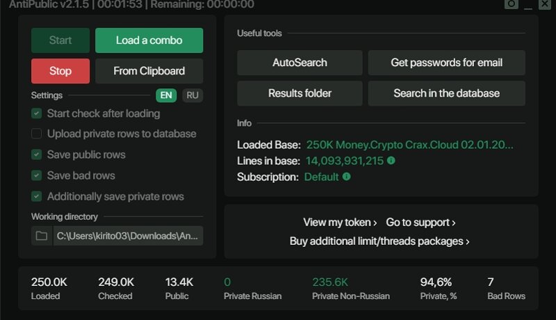 250K Money/Crypto Combo