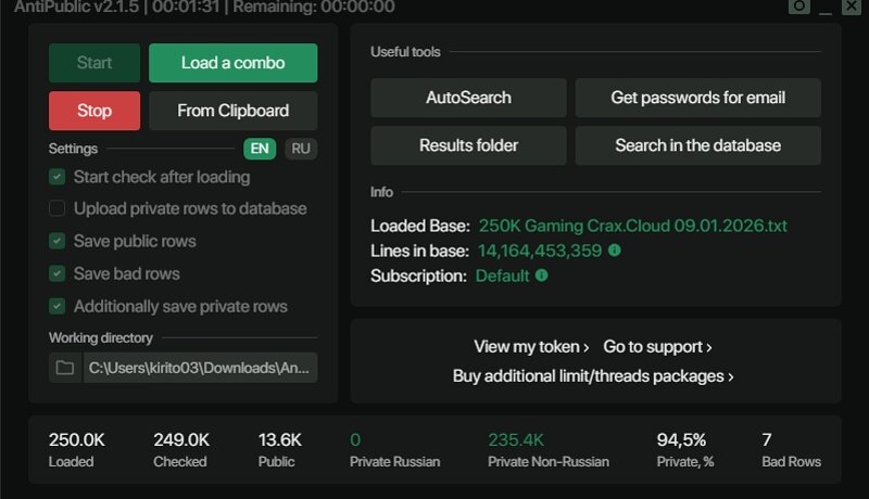250K Gaming Combolist Zabugor